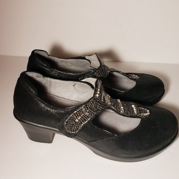 Alegria Shoes - ALEGRIA Hazel Black Crackle Shoes Mary Jane T-Strap 35 Women Size 5 Heels Haz101
